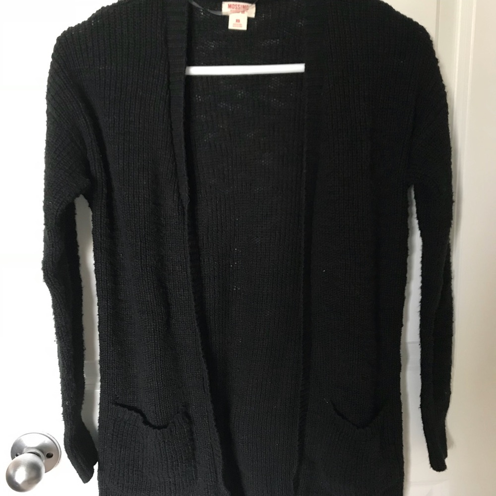 black knit cardigan